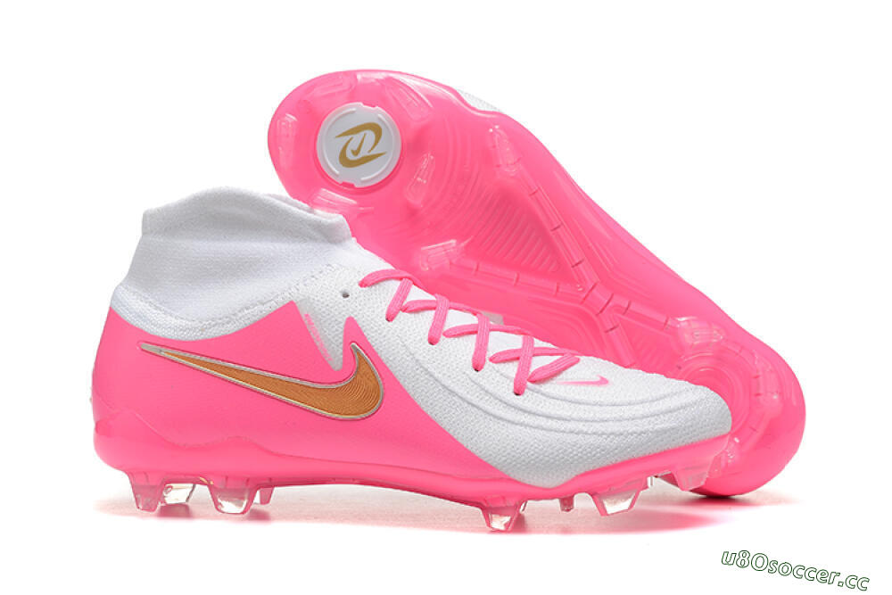 Men's Nike Phantom Luna Elite NU FG Firm Ground High-Tops Football Boots - White/Pink/Gold 2