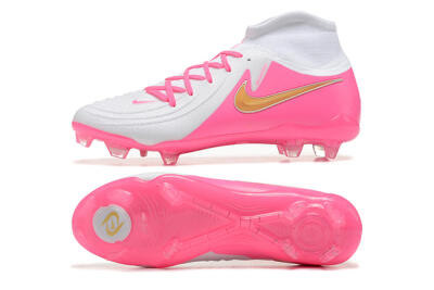 Men's Nike Phantom Luna Elite NU FG Firm Ground High-Tops Football Boots - White/Pink/Gold