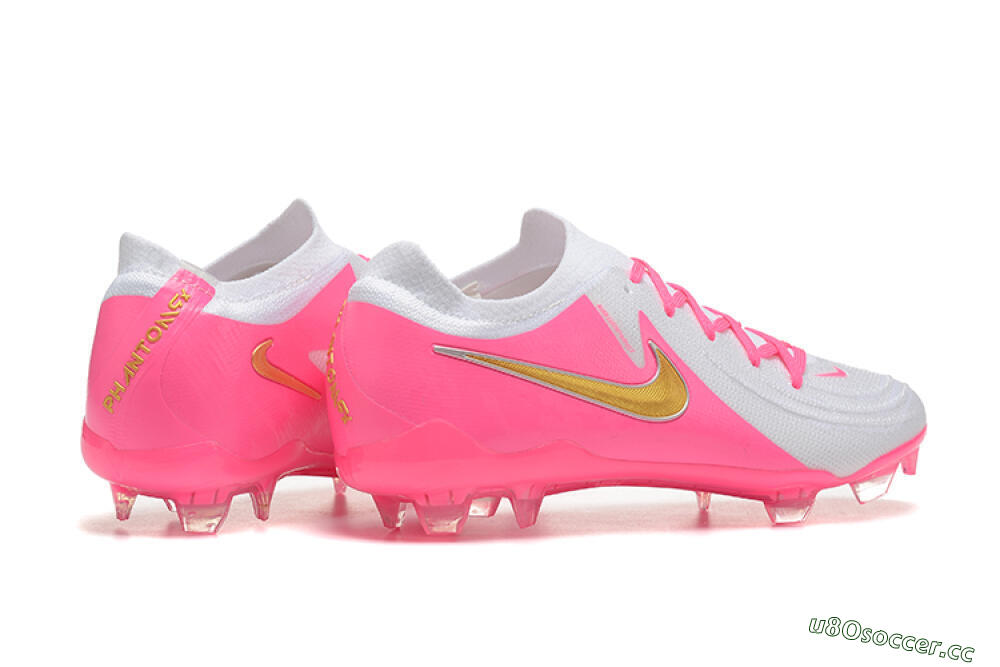 Men's Nike Phantom Luna Elite NU FG Firm Ground Low-Tops Football Boots - White/Pink/Gold 6