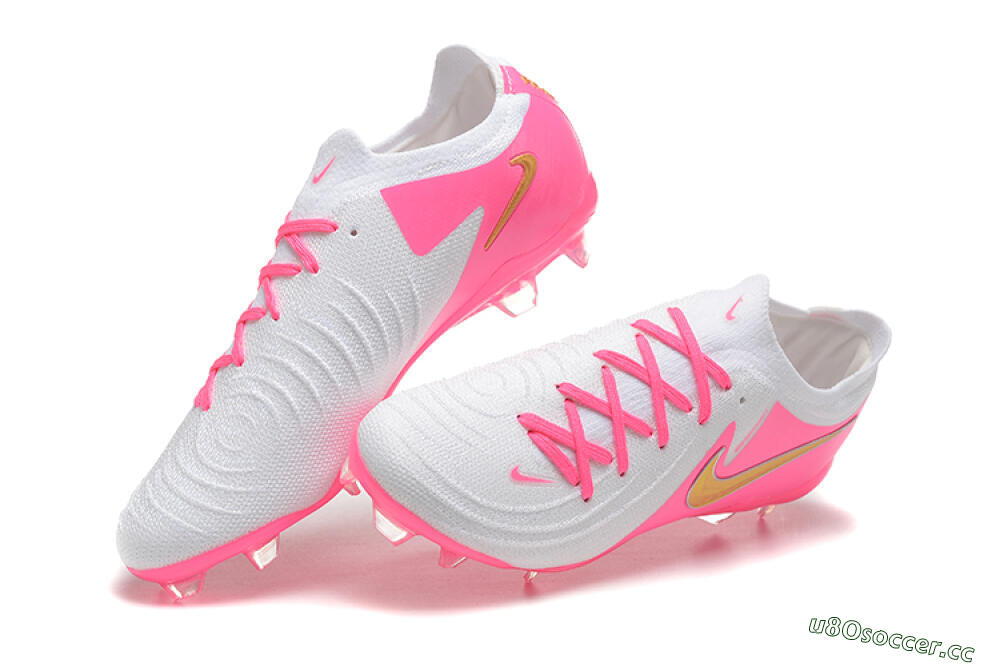 Men's Nike Phantom Luna Elite NU FG Firm Ground Low-Tops Football Boots - White/Pink/Gold 7