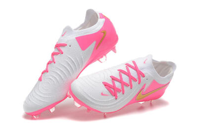 Men's Nike Phantom Luna Elite NU FG Firm Ground Low-Tops Football Boots - White/Pink/Gold