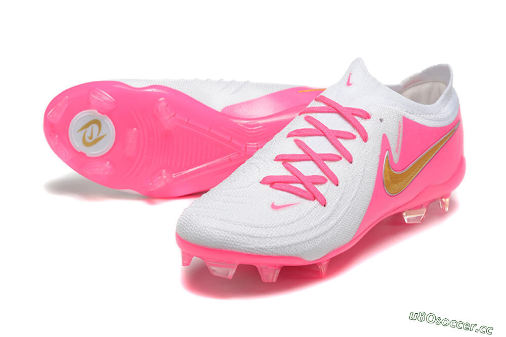 Men's Nike Phantom Luna Elite NU FG Firm Ground Low-Tops Football Boots - White/Pink/Gold 3