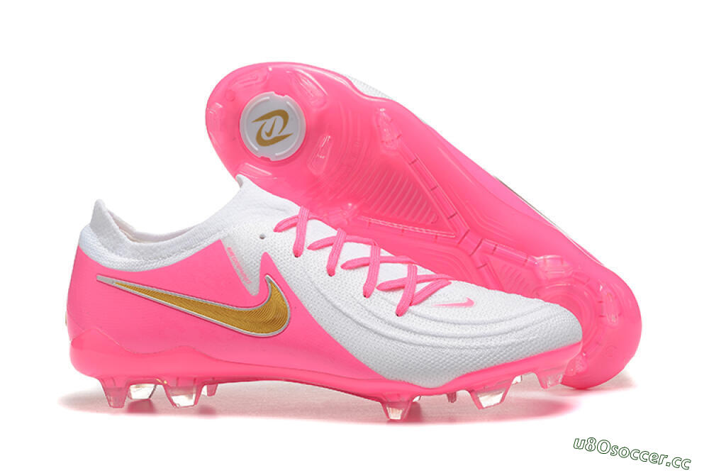 Men's Nike Phantom Luna Elite NU FG Firm Ground Low-Tops Football Boots - White/Pink/Gold 2