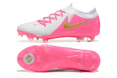 Men's Nike Phantom Luna Elite NU FG Firm Ground Low-Tops Football Boots - White/Pink/Gold
