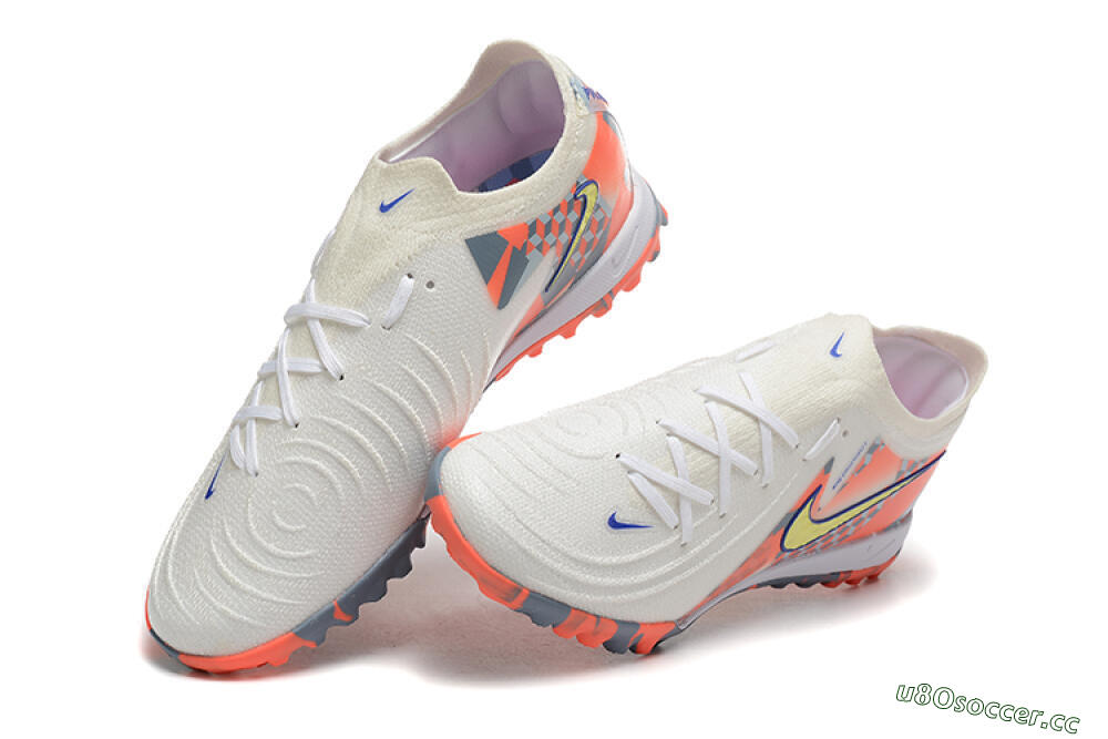 Men's Nike Phantom GX 2 Elite TF Artificial Turf Low-Tops Football Shoes - White/Blue/Yellow/Orange 6