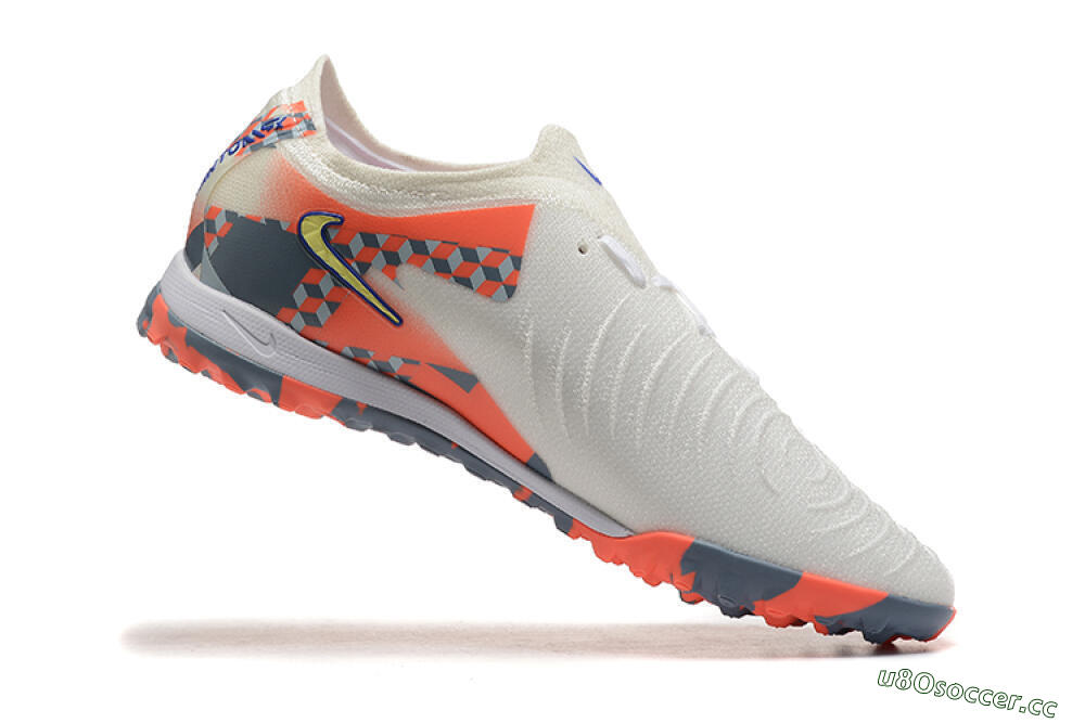 Men's Nike Phantom GX 2 Elite TF Artificial Turf Low-Tops Football Shoes - White/Blue/Yellow/Orange 7