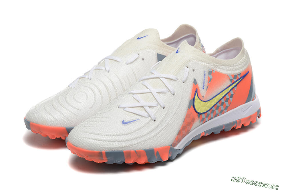 Men's Nike Phantom GX 2 Elite TF Artificial Turf Low-Tops Football Shoes - White/Blue/Yellow/Orange 9