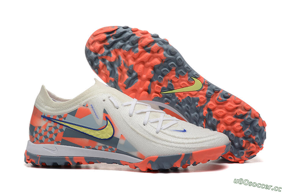 Men's Nike Phantom GX 2 Elite TF Artificial Turf Low-Tops Football Shoes - White/Blue/Yellow/Orange 2