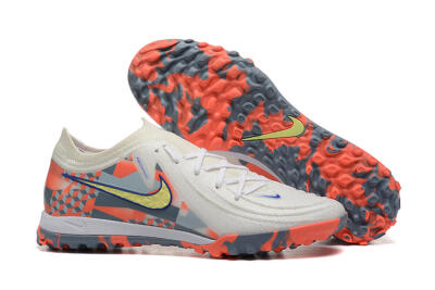 Men's Nike Phantom GX 2 Elite TF Artificial Turf Low-Tops Football Shoes - White/Blue/Yellow/Orange