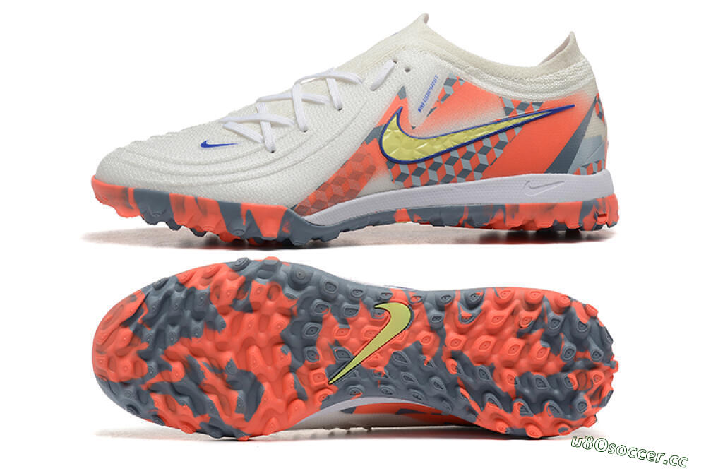 Men's Nike Phantom GX 2 Elite TF Artificial Turf Low-Tops Football Shoes - White/Blue/Yellow/Orange 1