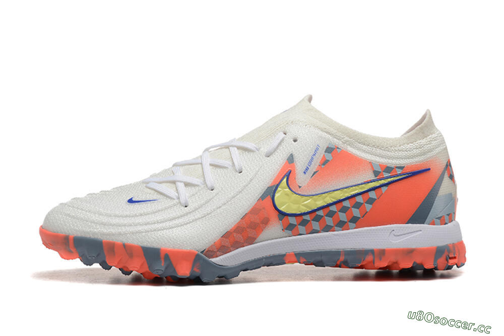 Men's Nike Phantom GX 2 Elite TF Artificial Turf Low-Tops Football Shoes - White/Blue/Yellow/Orange 0