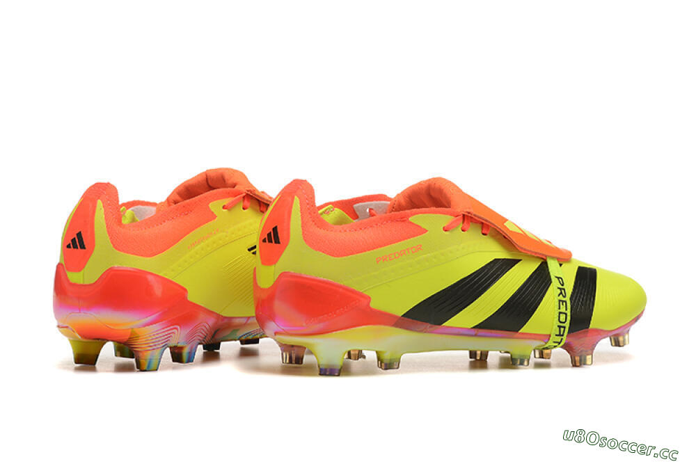 Men's Adidas Predator Elite Foldover Tongue FG Firm Ground Low-Tops Football Boots - Yellow/Black/Orange 5