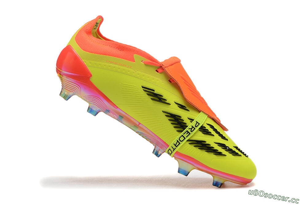 Men's Adidas Predator Elite Foldover Tongue FG Firm Ground Low-Tops Football Boots - Yellow/Black/Orange 7