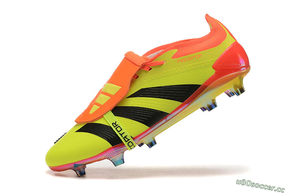 Men's Adidas Predator Elite Foldover Tongue FG Firm Ground Low-Tops Football Boots - Yellow/Black/Orange 8