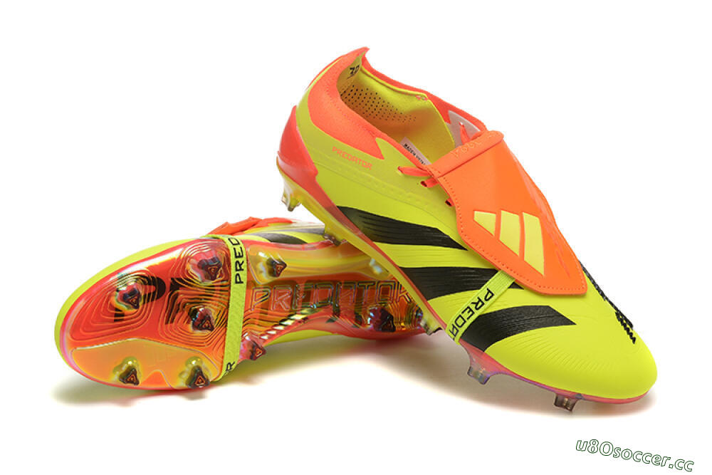 Men's Adidas Predator Elite Foldover Tongue FG Firm Ground Low-Tops Football Boots - Yellow/Black/Orange 4