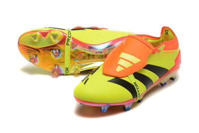 Men's Adidas Predator Elite Foldover Tongue FG Firm Ground Low-Tops Football Boots - Yellow/Black/Orange