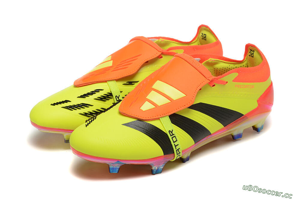 Men's Adidas Predator Elite Foldover Tongue FG Firm Ground Low-Tops Football Boots - Yellow/Black/Orange 9