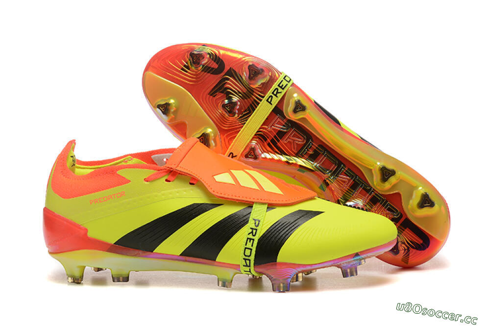 Men's Adidas Predator Elite Foldover Tongue FG Firm Ground Low-Tops Football Boots - Yellow/Black/Orange 2