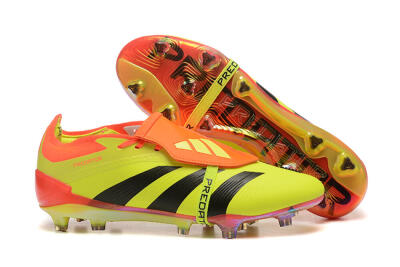 Men's Adidas Predator Elite Foldover Tongue FG Firm Ground Low-Tops Football Boots - Yellow/Black/Orange