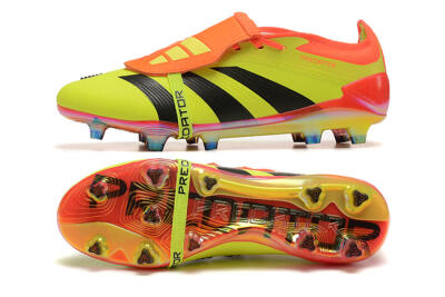 Men's Adidas Predator Elite Foldover Tongue FG Firm Ground Low-Tops Football Boots - Yellow/Black/Orange