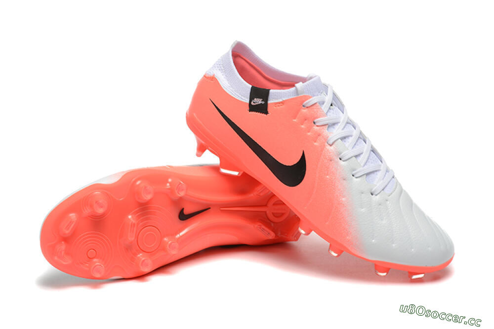 Men's Nike Tiempo Legend 10 Elite FG Firm Ground Low-Tops Football Boots - White/Pink/Black 4