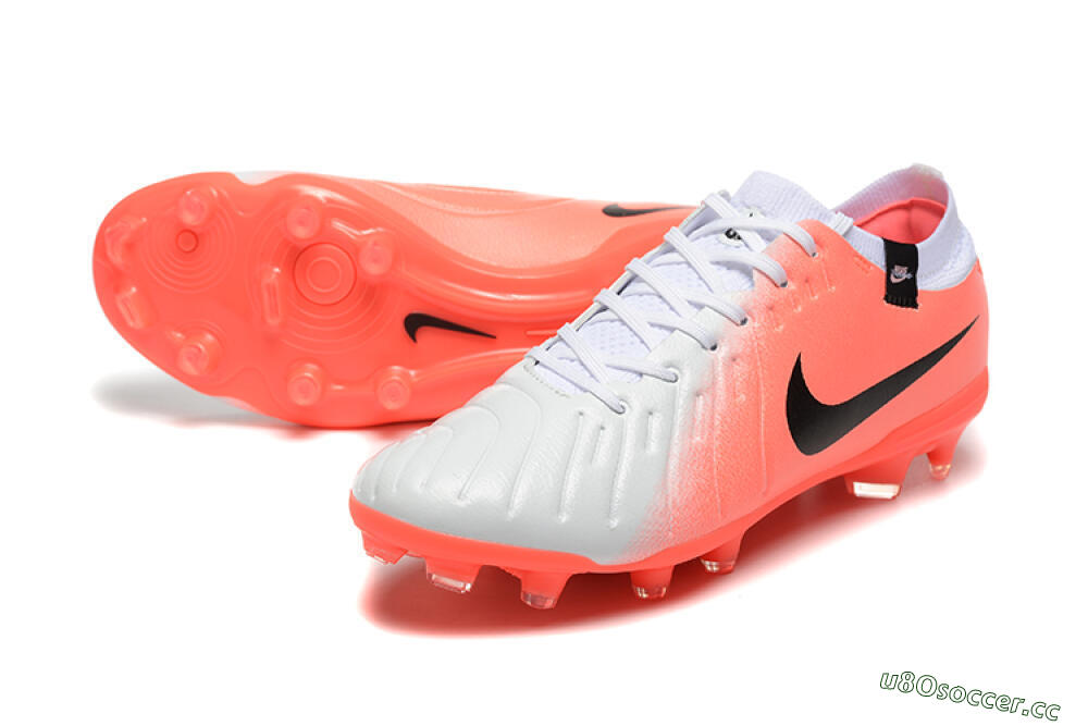 Men's Nike Tiempo Legend 10 Elite FG Firm Ground Low-Tops Football Boots - White/Pink/Black 3