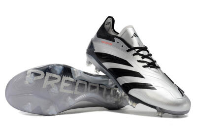Men's Adidas Predator Accuracy Elite FG Firm Ground Low-Tops Football Boots - Silver/Black