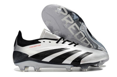 Men's Adidas Predator Accuracy Elite FG Firm Ground Low-Tops Football Boots - Silver/Black