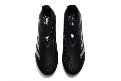 Unisex Adidas Predator Accuracy+ Laceless FG Firm Ground Low-Tops Football Boots - Black/Silver