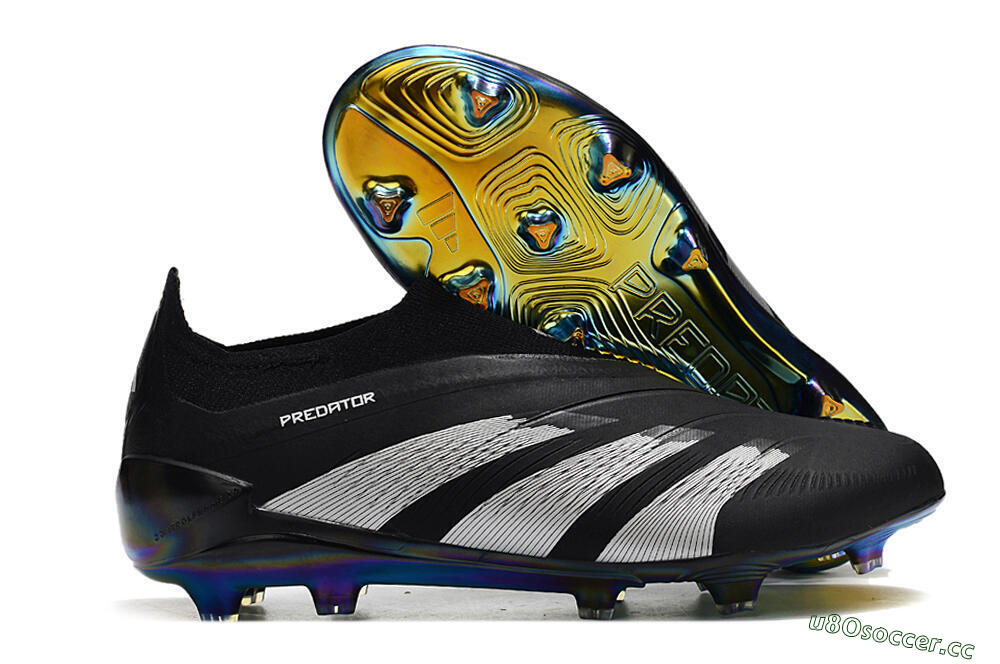 Unisex Adidas Predator Accuracy+ Laceless FG Firm Ground Low-Tops Football Boots - Black/Silver 2