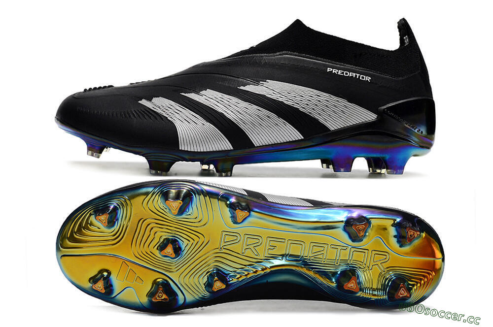Unisex Adidas Predator Accuracy+ Laceless FG Firm Ground Low-Tops Football Boots - Black/Silver 1