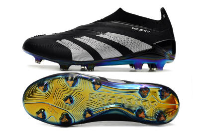 Unisex Adidas Predator Accuracy+ Laceless FG Firm Ground Low-Tops Football Boots - Black/Silver