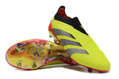 Unisex Adidas Predator Accuracy+ Laceless FG Firm Ground Low-Tops Football Boots - Yellow/Black/Grey