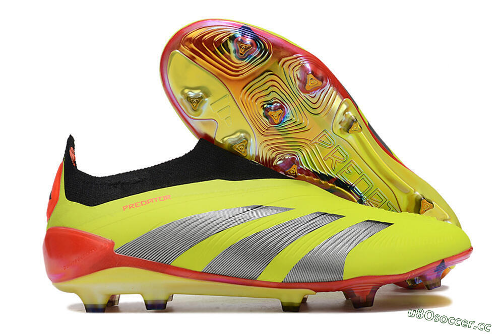 Unisex Adidas Predator Accuracy+ Laceless FG Firm Ground Low-Tops Football Boots - Yellow/Black/Grey 2