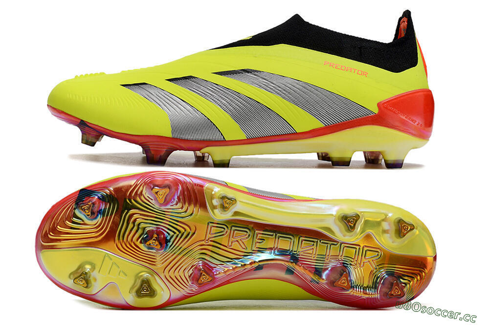 Unisex Adidas Predator Accuracy+ Laceless FG Firm Ground Low-Tops Football Boots - Yellow/Black/Grey 1