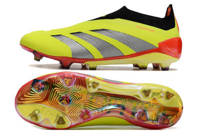 Unisex Adidas Predator Accuracy+ Laceless FG Firm Ground Low-Tops Football Boots - Yellow/Black/Grey