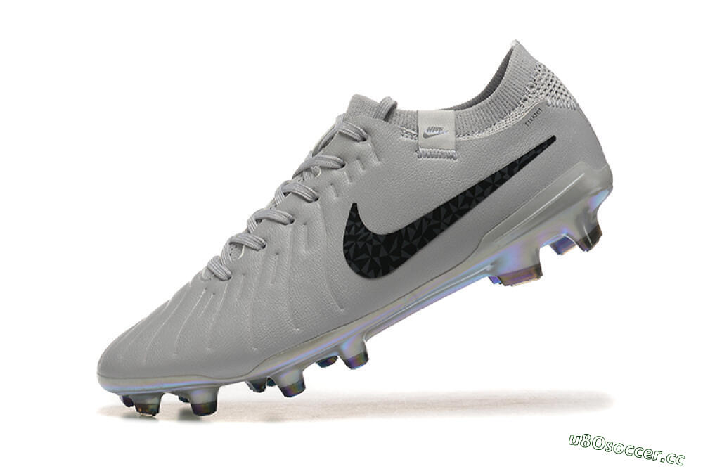 Men's Nike Tiempo Legend 10 Elite FG Firm Ground Low-Tops Football Boots - Grey/Black/Silver 8
