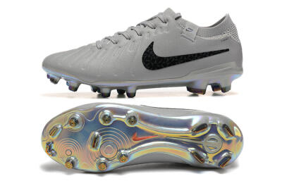 Men's Nike Tiempo Legend 10 Elite FG Firm Ground Low-Tops Football Boots - Grey/Black/Silver