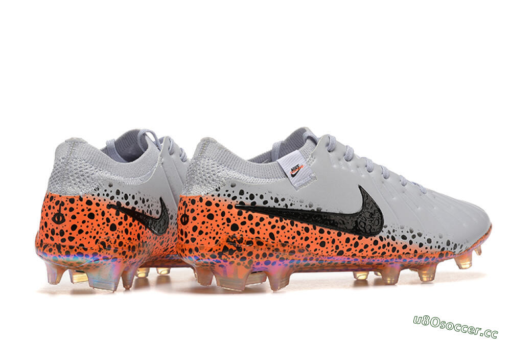 Men's Nike Tiempo Legend 10 Elite FG Firm Ground Low-Tops Football Boots - Grey/Orange/Black 9
