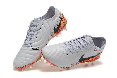 Men's Nike Tiempo Legend 10 Elite FG Firm Ground Low-Tops Football Boots - Grey/Orange/Black