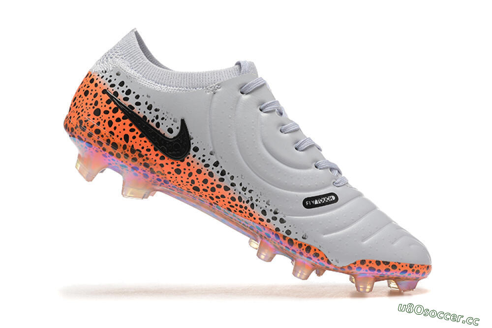 Men's Nike Tiempo Legend 10 Elite FG Firm Ground Low-Tops Football Boots - Grey/Orange/Black 7