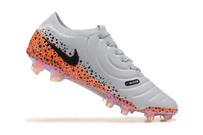 Men's Nike Tiempo Legend 10 Elite FG Firm Ground Low-Tops Football Boots - Grey/Orange/Black