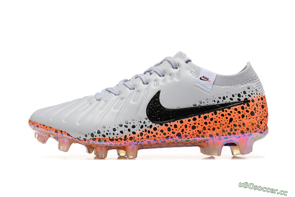 Men's Nike Tiempo Legend 10 Elite FG Firm Ground Low-Tops Football Boots - Grey/Orange/Black 0