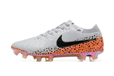 Men's Nike Tiempo Legend 10 Elite FG Firm Ground Low-Tops Football Boots - Grey/Orange/Black