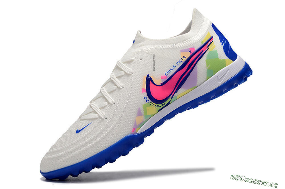 Men's Nike Phantom Luna Elite TF Artificial Turf Low-Tops Football Shoes - White/Blue/Pink/Yellow 5
