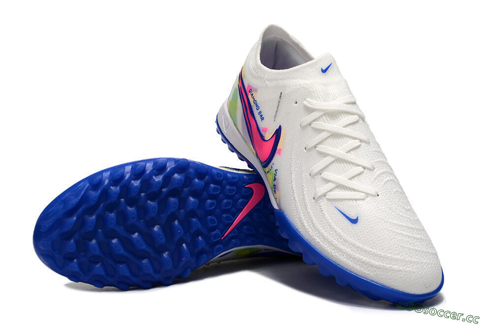 Men's Nike Phantom Luna Elite TF Artificial Turf Low-Tops Football Shoes - White/Blue/Pink/Yellow 3