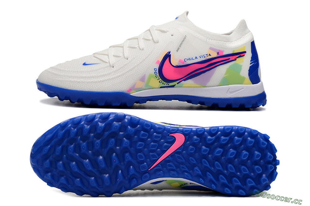 Men's Nike Phantom Luna Elite TF Artificial Turf Low-Tops Football Shoes - White/Blue/Pink/Yellow 1