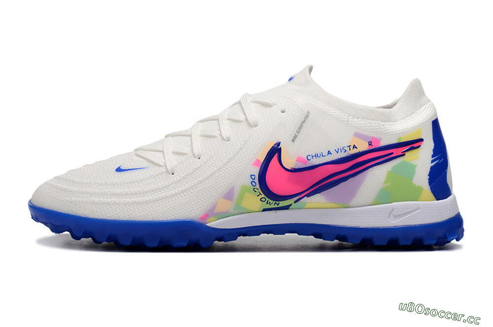Men's Nike Phantom Luna Elite TF Artificial Turf Low-Tops Football Shoes - White/Blue/Pink/Yellow 0