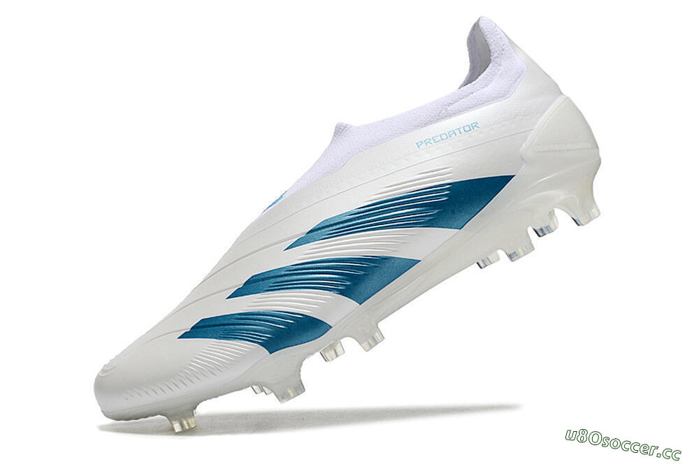Men's Adidas Predator Accuracy+ Laceless FG Firm Ground Low-Tops Football Boots - White/Blue 5