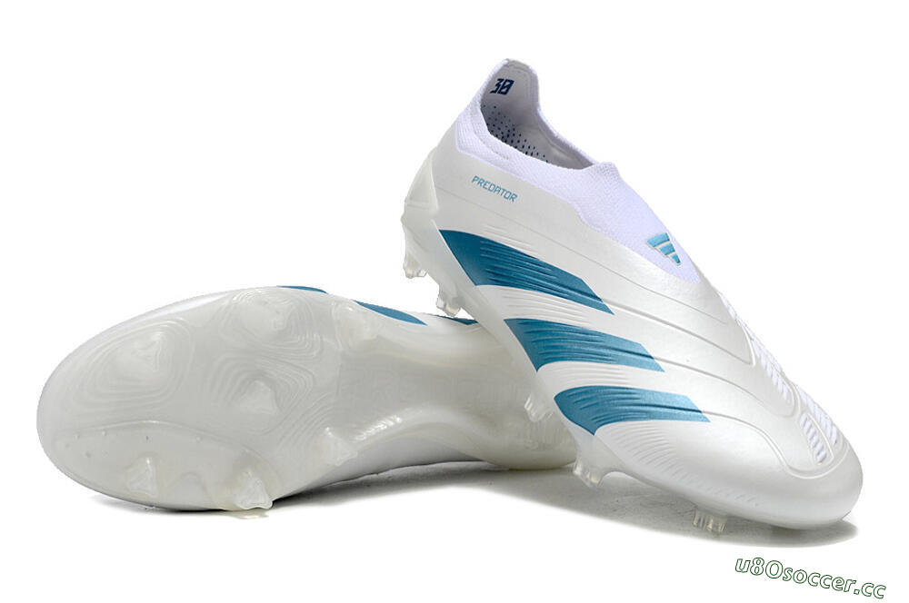 Men's Adidas Predator Accuracy+ Laceless FG Firm Ground Low-Tops Football Boots - White/Blue 3